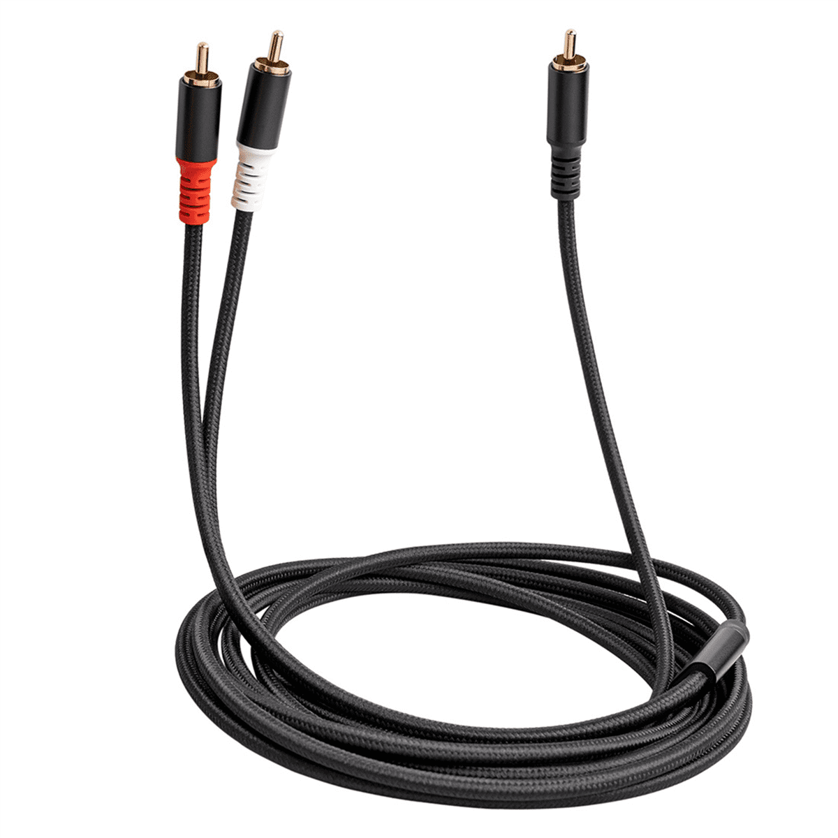 Câble Audio Vers 2 RCA - 1 Mètre, Connecteurs Dorés, Pour Téléphone, Ampli, Voiture, Home Cinéma - 9