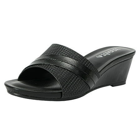 

adviicd Leather Flip Flops For Women Girls Sandals Platform Sandals Women Cute Slides with Comfort Memory Foam Black 6.5