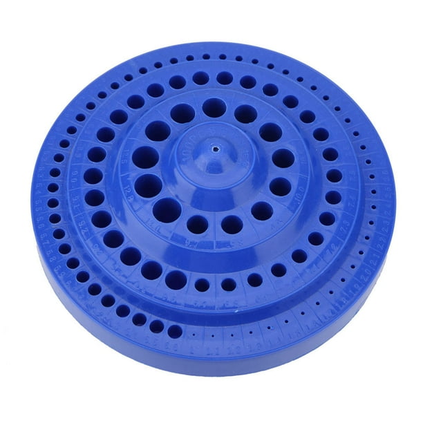 Tebru 113mm Round Shape Hard Plastic Drill Bit Organizer Storage Case Stand 100pcs Hole
