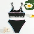 thumbnail image 4 of Kid Girls Swimsuits 2 Piece Beach Bikini Bathing Suit Letter Printed Teen Bathing Suits 8-9 Years, 4 of 6