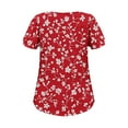 thumbnail image 6 of QUNYINEY Crew Neck Tee Shirts Womens Floral Puff Short Sleeve Casual Tops Loose Pullover Pleated Shirts, 6 of 7