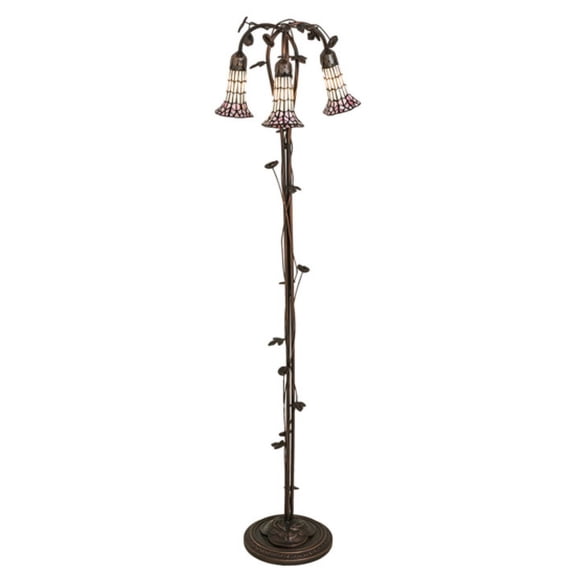 Meyda Tiffany 255139 Pond Lily 3 Light 58" Tall Tree Floor Lamp - MultiColor