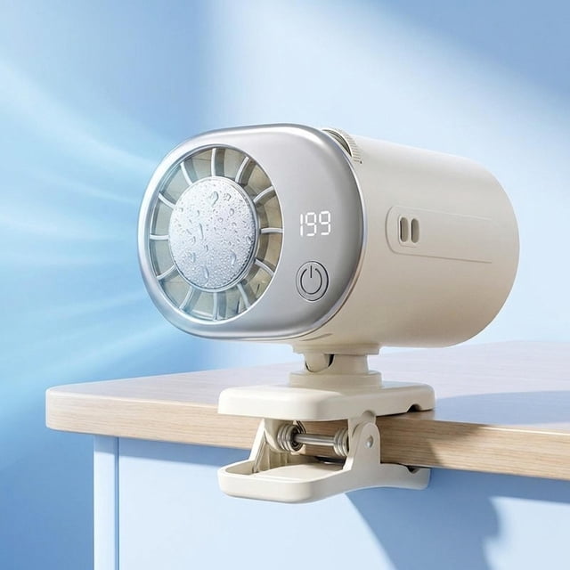 Ventilador pequeño con clip para exteriores, ventilador de refrigeración rápida para , recargable para interiores, pesca, escritorio, trabajo Blanco