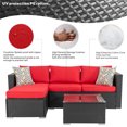 Walsunny 3 Piece Red Outdoor Furniture Sectional Sofa Patio Set with