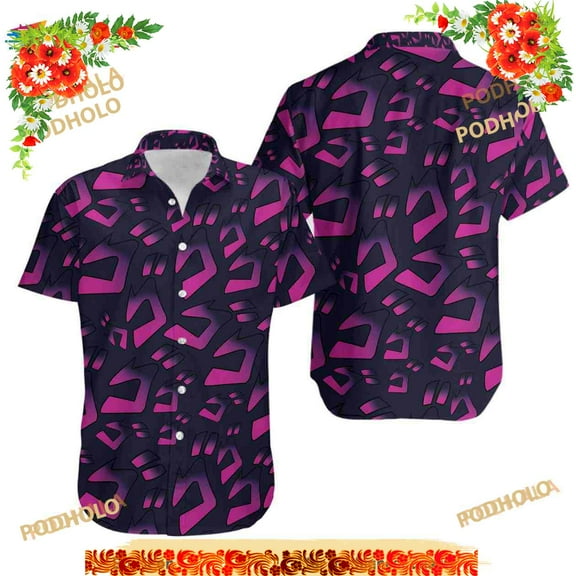 Menacing Aura Jojos Bizarre Adventure Button Up Hawaiian Shirt