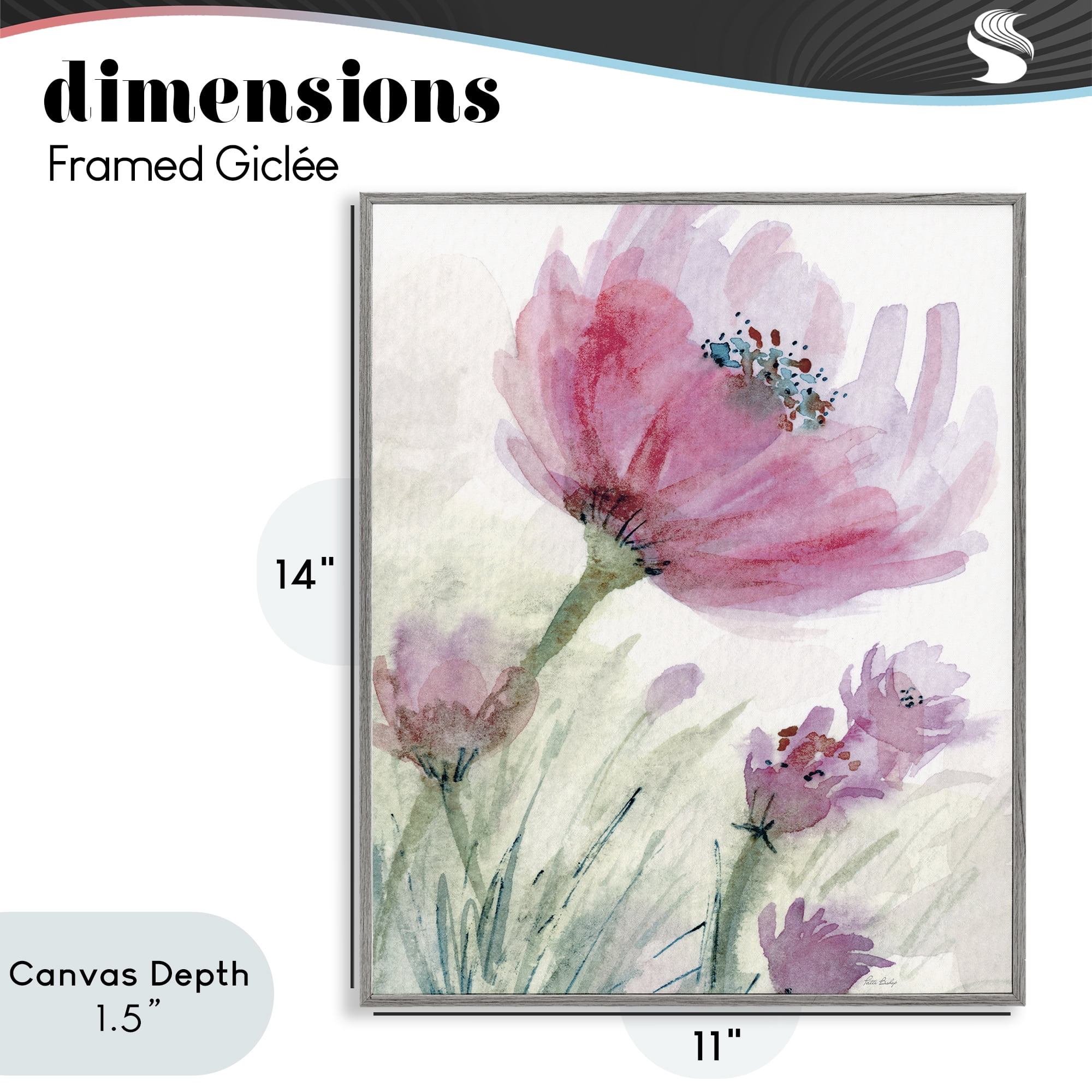 Stupell Industries Pink Flower & Speckled Stamen Gray Framed Giclee Art, design by Patti Bishop