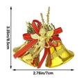 thumbnail image 2 of Christmas Bell Hanging Ornament Set Of 2 Golden Bell Decor with Angel and Bow for Christmas Tree Decor Wreath Indoor Holiday Home Decoration, 2 of 7