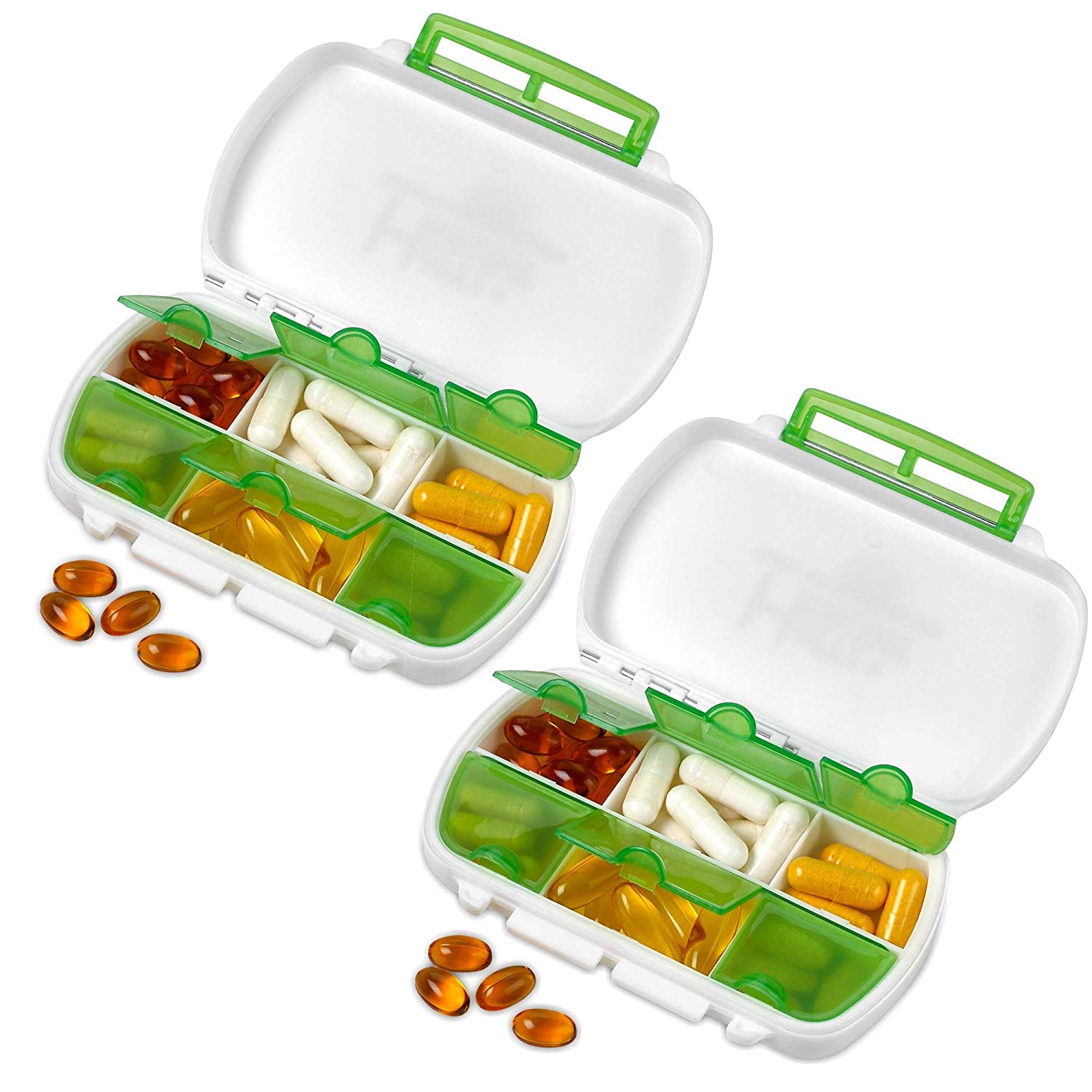 Pill Boxes Pack of 2 Waterproof Medicine Pill Holder Cases, BPAFree
