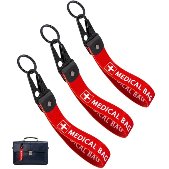 RUIFUU 3 Pcs Red Medical Alert Tag for Bag, Double-Sided Medical ID Tags Keychains, Medical Equipment Luggage Tag for Travel, Hospital Devices and Backpacks