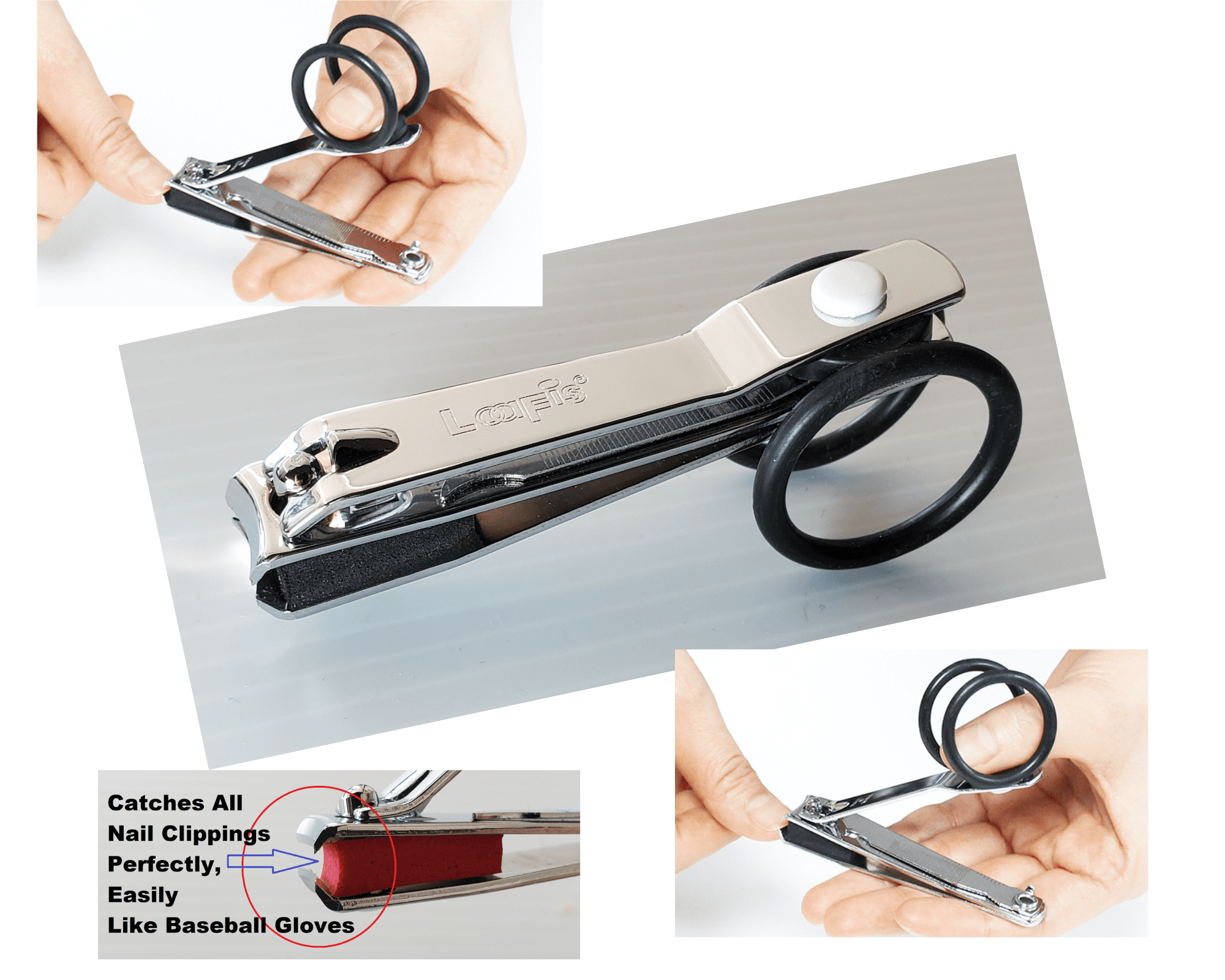 ComfoHandling Finger & Toenail Nail Clipper with Thumb Grip Ring, Clipping Catcher, Nail File