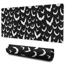 Long Mouse Pads for Desk,Black Halloween Bat Silhouettes Desk Mats on Top Of Desks, Desk Mouse Pad Extra Large with 3mm Non-Slip Base and Stitched Edge for Gaming,Office,Work,Home 35.4"x15.7"