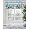thumbnail image 5 of Rod Pocket Window Valances Starfish Shell on Blue Wood Grain Short Kitchen Curtains Summer Ocean Window Treatment Drapes for Bedroom Bathroom Living Room 42x18In,1 Panel, 5 of 7