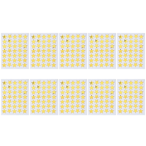 10pcs adhesivo de PVC estrella de cinco puntas autoadhesivo extraíble chispa estudiantes recompensas para niños dorado