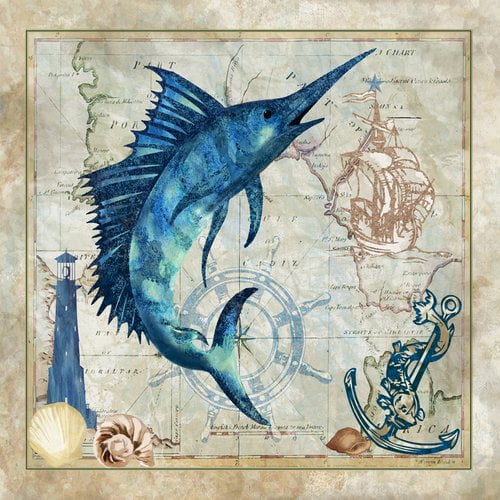 Buy Art For Less Swordfish Graphic Art On Wrapped Canvas Walmart Com Walmart Com