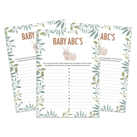 InkdotpotPack of 50,GirlBabyShower Party Collection, Baby ABC Game,Fun Baby Shower Party Games, Activities, Decorations,Fox ThemeParty Supplies-a