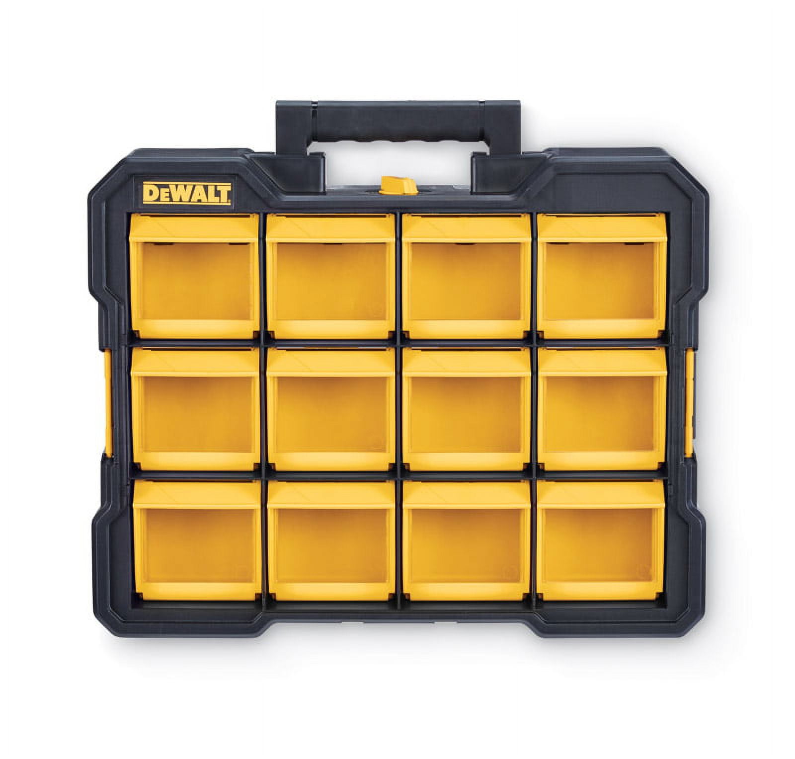 DEWALT 17.2" L x 4.2" W x 13.5" H Flip Bin Storage Organizer Plastic 12 pocket Yellow