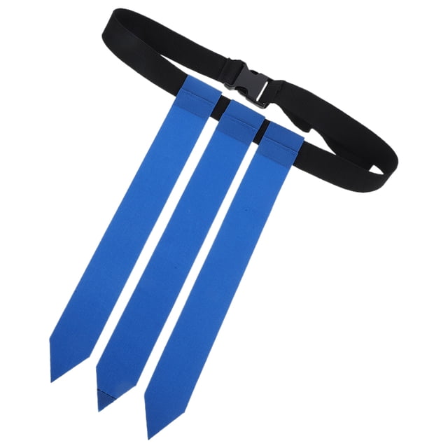 WEUVEB Adjustable Rugby Waist Belt Blue Football Flag Belt for Training with Sliding Movable Flags