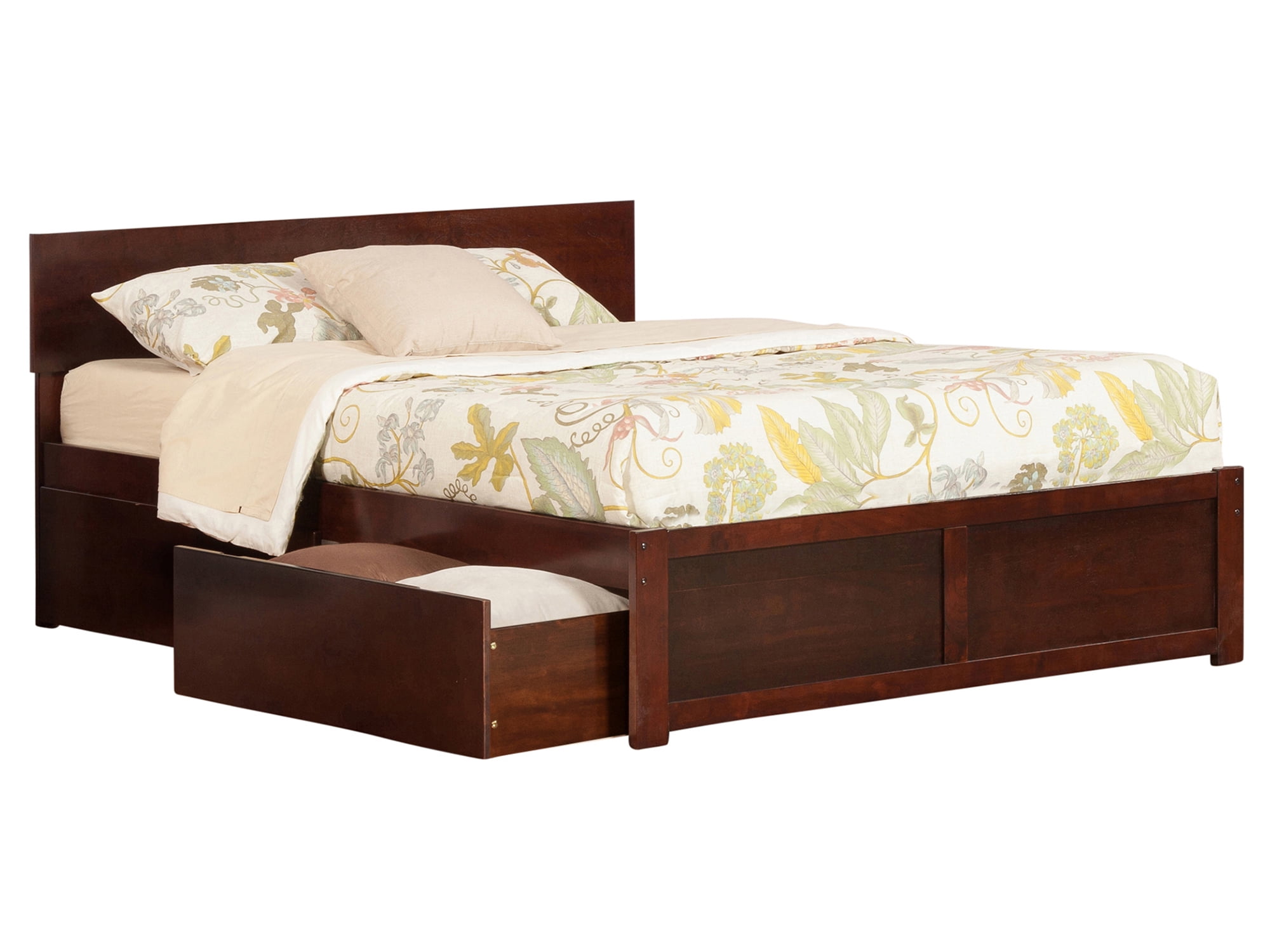 Orlando Platform Bed with Flat Panel Foot Board and 2 Urban Bed Drawers