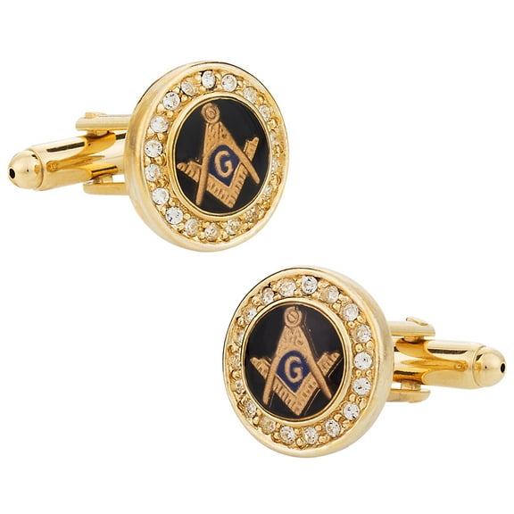 Crystal Gold-Tone Masonic Cufflinks