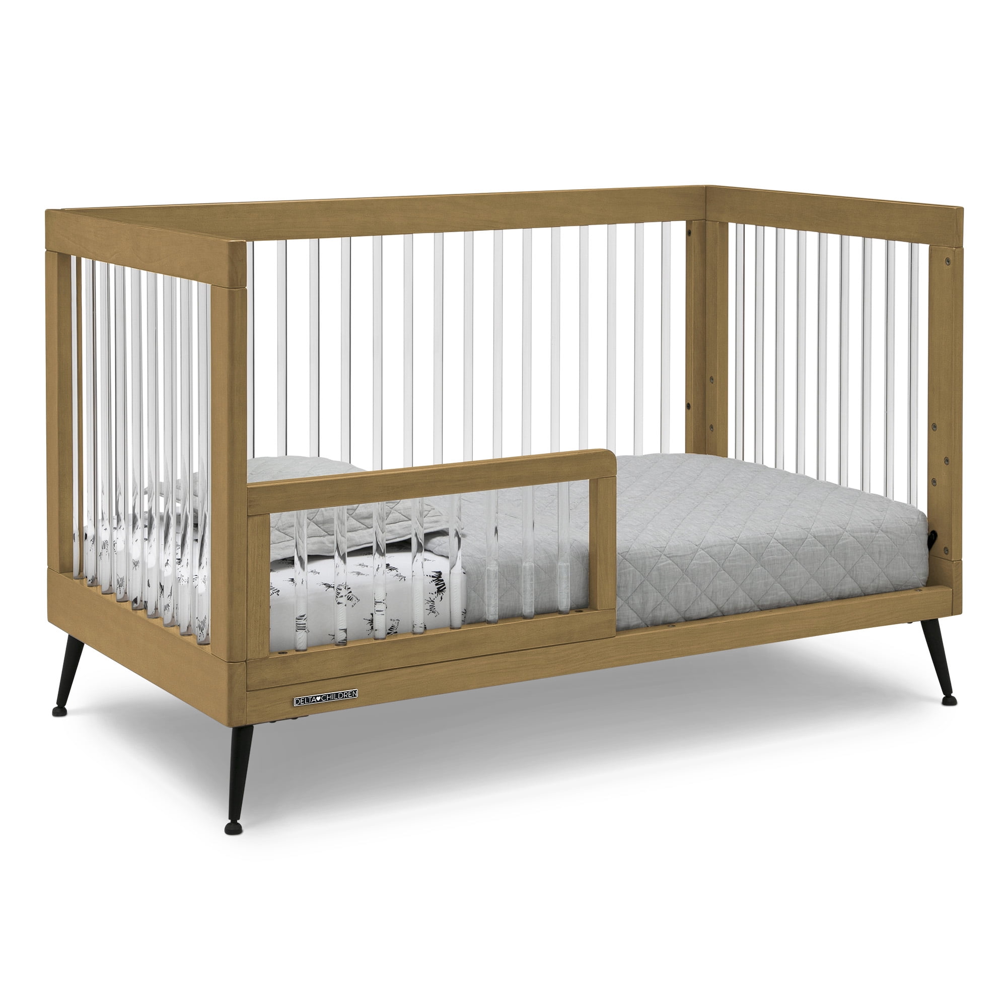 Delta Children Sloane 4-in-1 Acrylic Convertible Crib - Greenguard Gold Certified, Acorn/Matte Black