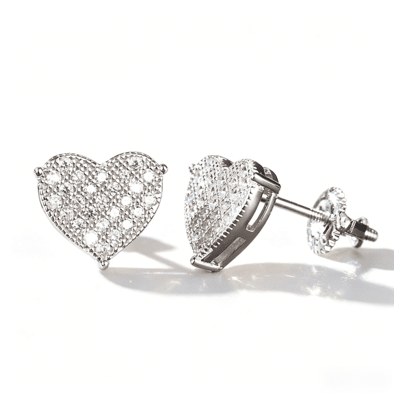 KIJ 0.26 Carat Heart Moissanite Stud Earrings,Hypoallergenic D Color VVS1 Simulated Diamond 925 Sterling Silver Earrings Valentine's Day For Men Women