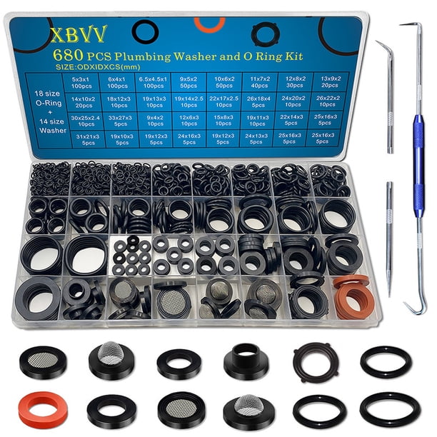 826 Piece SAE & Metric Rubber O-Ring Washer Assortment Kit - Automotive Storage Case