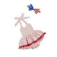 thumbnail image 3 of Canrulo Newborn Baby Girl 4th of July Outfits Striped Bodysuit Romper Dress Set Sunsuit, 3 of 6
