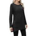 thumbnail image 6 of Htigea Women Long Sleeve Tunic Tops Solid Crewneck Pullover Casual Loose Fit Shirts Soft Comfy Everyday Tshirt with Pockets Black L, 6 of 9