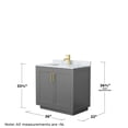 thumbnail image 4 of Wyndham Collection Miranda 36" Carrara&Wood Single Bathroom Vanity in Gray/Gold, 4 of 5