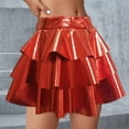thumbnail image 3 of OGLCCG Girls Metallic Short Skirt Sparkly Shiny 2-Layer Ruffle Cake Skirts For Party Cheerleaders Puffy Gauze Skirt Tutu 5-15 Years, 3 of 3