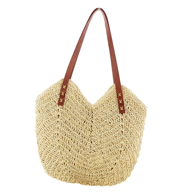 Bolso de moda bohemio Baoblaze tejido a mano para mujer Beige