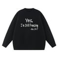 thumbnail image 4 of HOZADOIE Pulls pour Femmes Imprimé Lettre Couleur Unie Manches Longues Col Rond Polyvalent Ample Simple Confortable Chandail Automne Hiver Style, 4 of 6