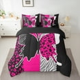 thumbnail image 2 of Homewish Cheetah Leopard Print Twin Bedding Sets 7-Piece for Girl, Black Pink Butterfly Animal Bedding Comforter Set, Stripes Abstract Reversible Sheet Sets, Microfiber Bedroom Decor, 2 of 7
