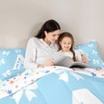 thumbnail image 5 of Homewish Initial A Letter Queen Comforter Set for Kids, White Blue Bowknot Bedding Sets, Cartoon Kawaii Monogrammed Reversible Bedding Comforter Set, Lightweight Room Decor, 3pcs, 5 of 8