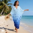 thumbnail image 5 of Xixirimido Gradient Blue Starburst Print Womens Kaftan Dresses Long Caftans Plus Size Batwing Sleeve Swimsuit Coverup V Neck Summer Beach Dress, 5 of 7