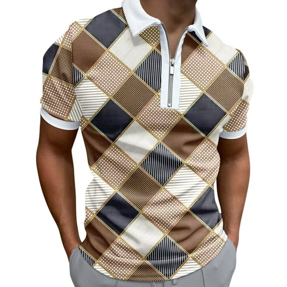 Sngxgn Shirts for Men - Short Sleeve Casual Polo Shirt(Khaki,L)