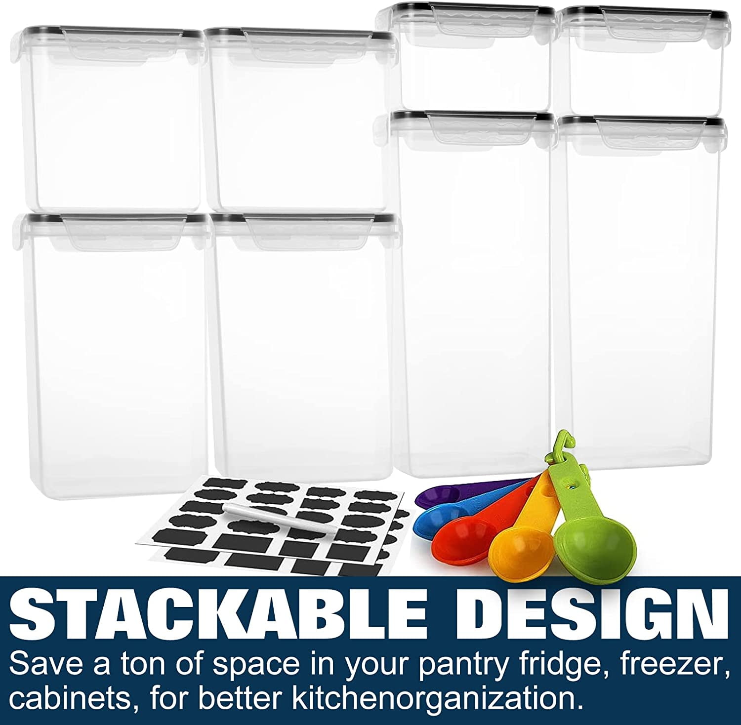 Airtight Food Storage Containers with Lids, 36 Pieces BPA-Free Plastic Kitchen and Pantry Organization Containers for Cereal, Flour and Sugar