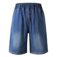 thumbnail image 5 of Sopiago Boy's Baggy Jeans Jorts Denim Shorts Casual High Waist Wide Leg Loose Bottoms Shorts Knee Length Boy Pants Blue,14-15 Years, 5 of 7