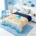 thumbnail image 2 of Manfei Cartoon Letter A Beach Seashell Starfish Twin Comforter Sets for Kids Boys and Girls, Nautical Alphabet Print Bedding Set, Navy Reversible 2pcs, 1 Comforter and 1 Pillowcase, 2 of 6