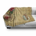 thumbnail image 3 of Vintage Soft Flannel Fleece Throw Blanket, Country House Themed Romantic Image with Retro Romantic Roses, Cozy Plush for Indoor and Outdoor Use, 60" x 80", Sand Brown Pale Pink, by Ambesonne, 3 of 6