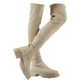 thumbnail image 5 of Women Over The Knee Thigh Low Chunky Heel Boots Round Toe Side Zip Knit Sock Long Boot Platform Thigh High Boots Ladies Wide Calf Knee High Boots, 5 of 5