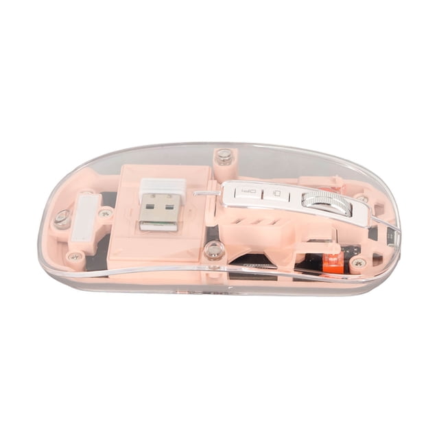 BT2.4G LED Slim Rechargeable Silent Mouse, 2400 DPI, 400mAh Magnetic Transparent Cover Quiet Mouse for Office PC Laptop