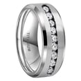 thumbnail image 2 of 8 MM Men's Titanium ring wedding band with 9 large Channel Set Cubic Zirconia CZ, 2 of 11