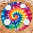 thumbnail image 2 of Colorful Rainbow Tie Dye Spiral Pattern Round Fitted Tablecloth with Elastic Edge,Dining Table Cover Waterproof,Outdoor Round Tablecloth for Camping,Dining,Indoor and Outdoor, 2 of 7