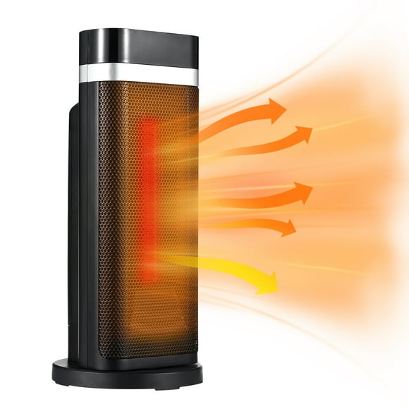 1500W Portable Space Heater with Remote Control 90°Oscillation Ceramic Heater with LED Display 4 Modes 12h Timer Overheating & Tip-Over Protection Adjustable Thermostat Quiet