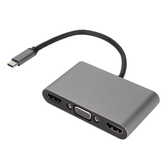 Hub USB C 5 en 1 4K compatible con 3 monitores Carga rápida de 100 W Interfaz multimedia de alta definición dual de tipo C Hub VGA PD