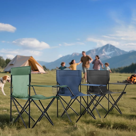 4 Pack Folding Camping Chairs for Adults with Carry Bag & Cup Holder, Portable Lawn Chairs Compact Design for Beach Picnics Fishing Supports 300LBS Black