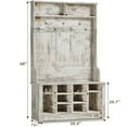Vintage White Wooden Hall Tree with Storage Bench, Entry Hanging Hooks