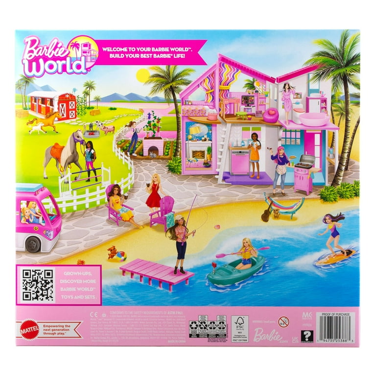 Barbie World Bathtime Toy Playset with 19 Dollhouse