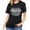 Black, variant on Women's Summer T Shirts Letter Print Crew Neck Short Sleeve Graphic Basic Tee Casual Loose Fit Going out Tops (3XL, Army Green)